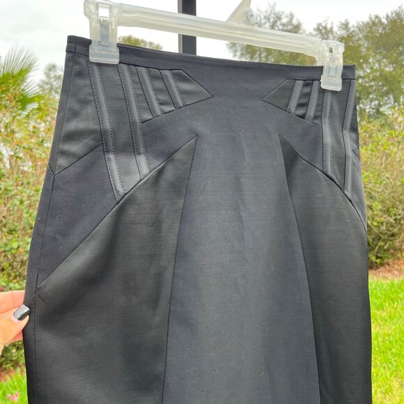 Karen Millen England Black Boned Wool Pencil Skirt SS10 Size 4 - Picture 3 of 8